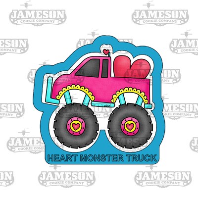 Monster Truck Hauling Heart Cookie Cutter - Love Truck, Valentine's Day Theme - image1